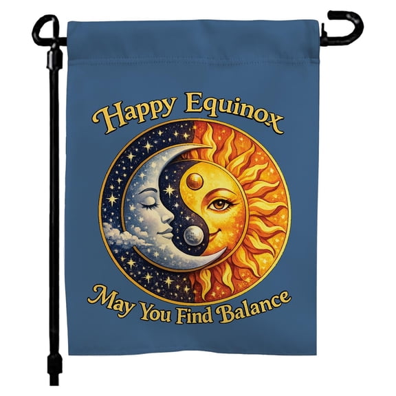 Happy Equinox Find Balance 12x17 Garden Flag - Outdoor Spring Decor, Ostara Garden Flag