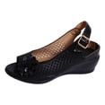 thumbnail image 7 of HEWUQI Women's Wedge Sandals Hollow out Flower Decor Slingback Shoes Ankle Strap Lightweight Casual Dress Heels for Outdoor Wear Black Size 6.5, 7 of 7