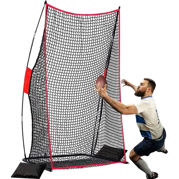 ANDGOAL Football Kicking Net 4 x 7 ft, Reinforced Training Net with Stable Frame for Outdoor Backyard Practice