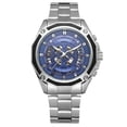 thumbnail image 1 of ATTOE FORSINING Geometry Hollow Automatic Mechanical Men Watch Wristwatch (Blue Dial Silver Strap)-0813, 1 of 2