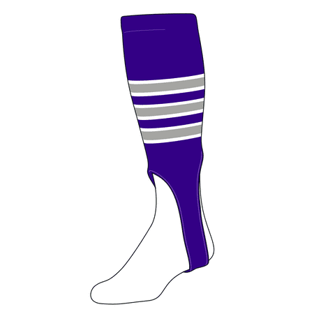 

TCK Baseball Stirrups Large (300D 7in) Purple White Grey