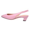 thumbnail image 4 of FSJ Women Classic Square Closed Toe Elastic Strap Slingback Pumps Chunky Block Low Heel Slip On Party Dressy Office Shoes Size 5 Pink, 4 of 4