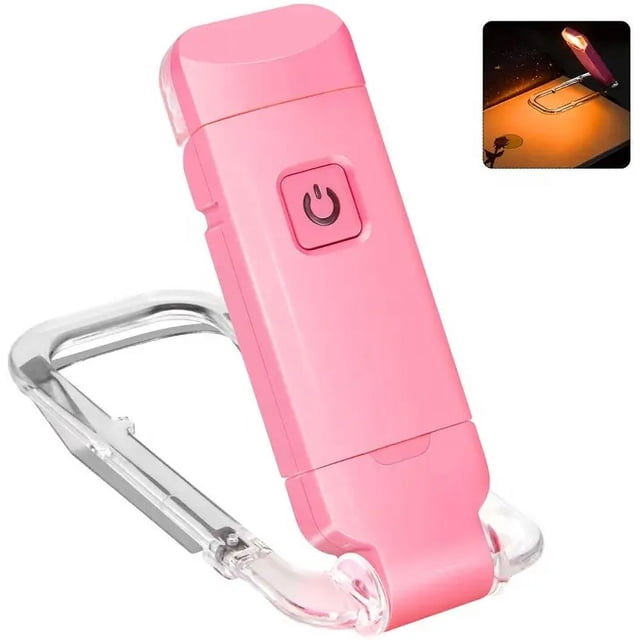 Luz de lectura de libros, luces LED recargables USB portátiles con clip para leer en la cama, 3 brillo regulable ajustable para protección de los ojos (rosa)