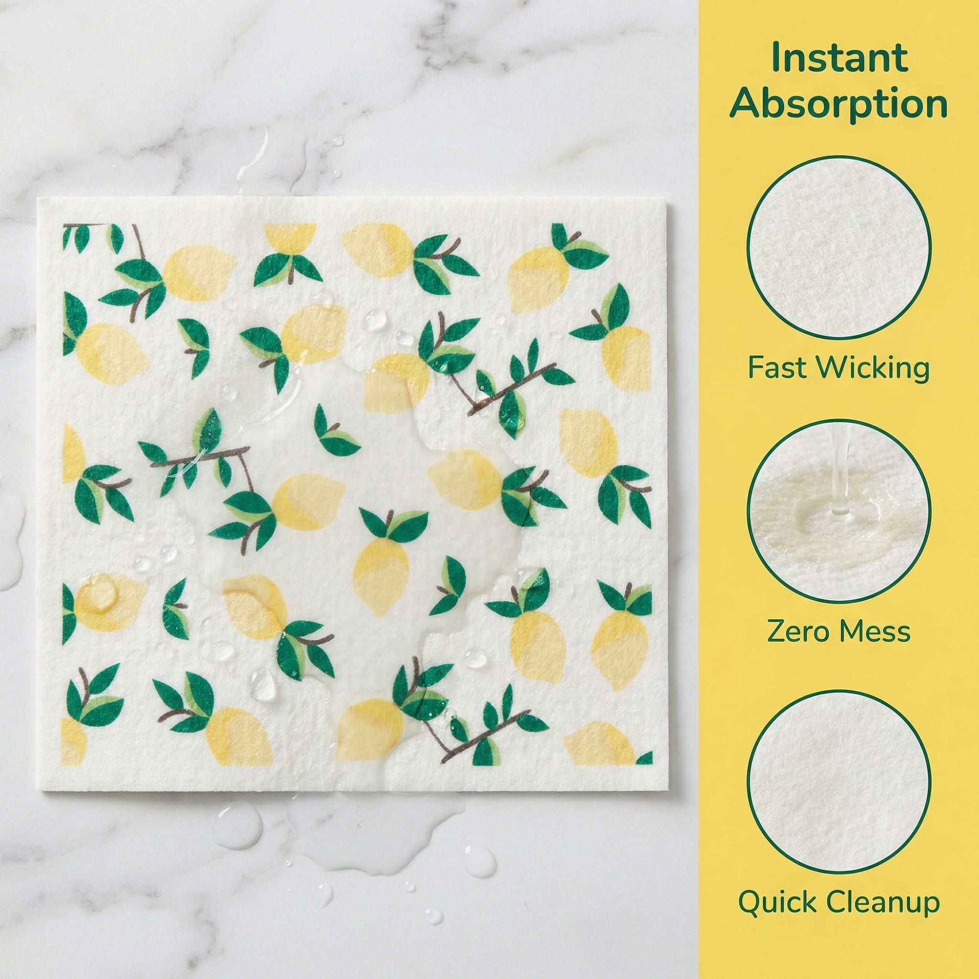 Unique Bargains Reusable Swedish Dish Cloths Banana 6 Pack Lemon 8" x 7"