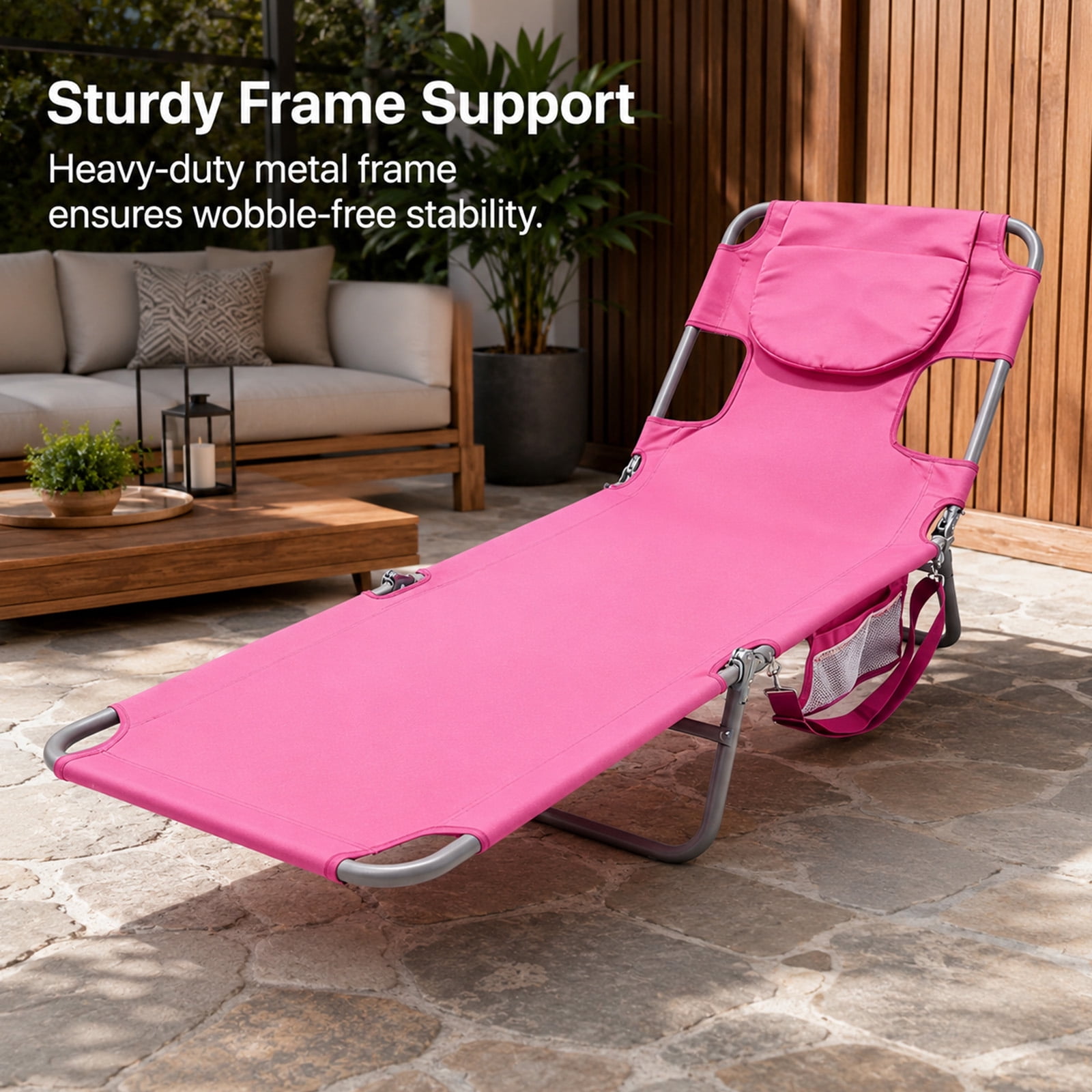 Alvantor Folding Lounge Chair 72"x22"Portable Reclining Lounger, Outdoor Relaxing Pool Tanning Chair, Lightweight Beach Recliner with Backpack Straps and Side Pockets