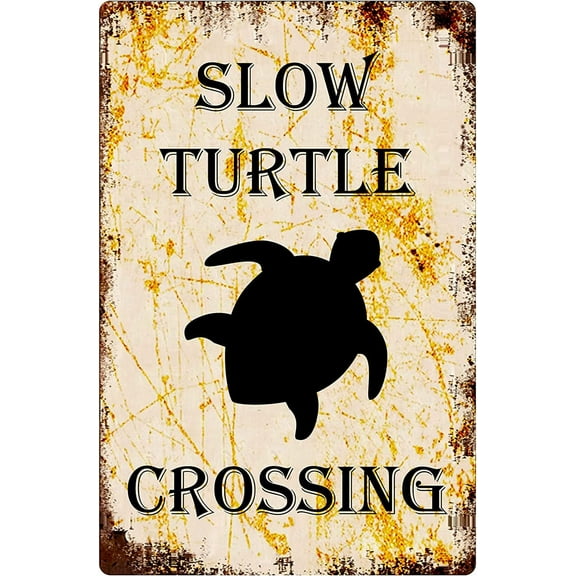Slow Turtle Crossing Vintage Metal Sign for Home Bar Office Wall Decor Shop Mural Sign 6x8 Inch, 8x6 in