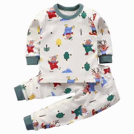 NIEWTR Kids Sweatsuits Boys 2 Piece Set Toddler Baby Boy Long Sleeve Knit Top with Relaxed Pants for Sleeping Play Breathable Stretchy Waist for 0-24 Months(A-Dark Green 18-24 Months)