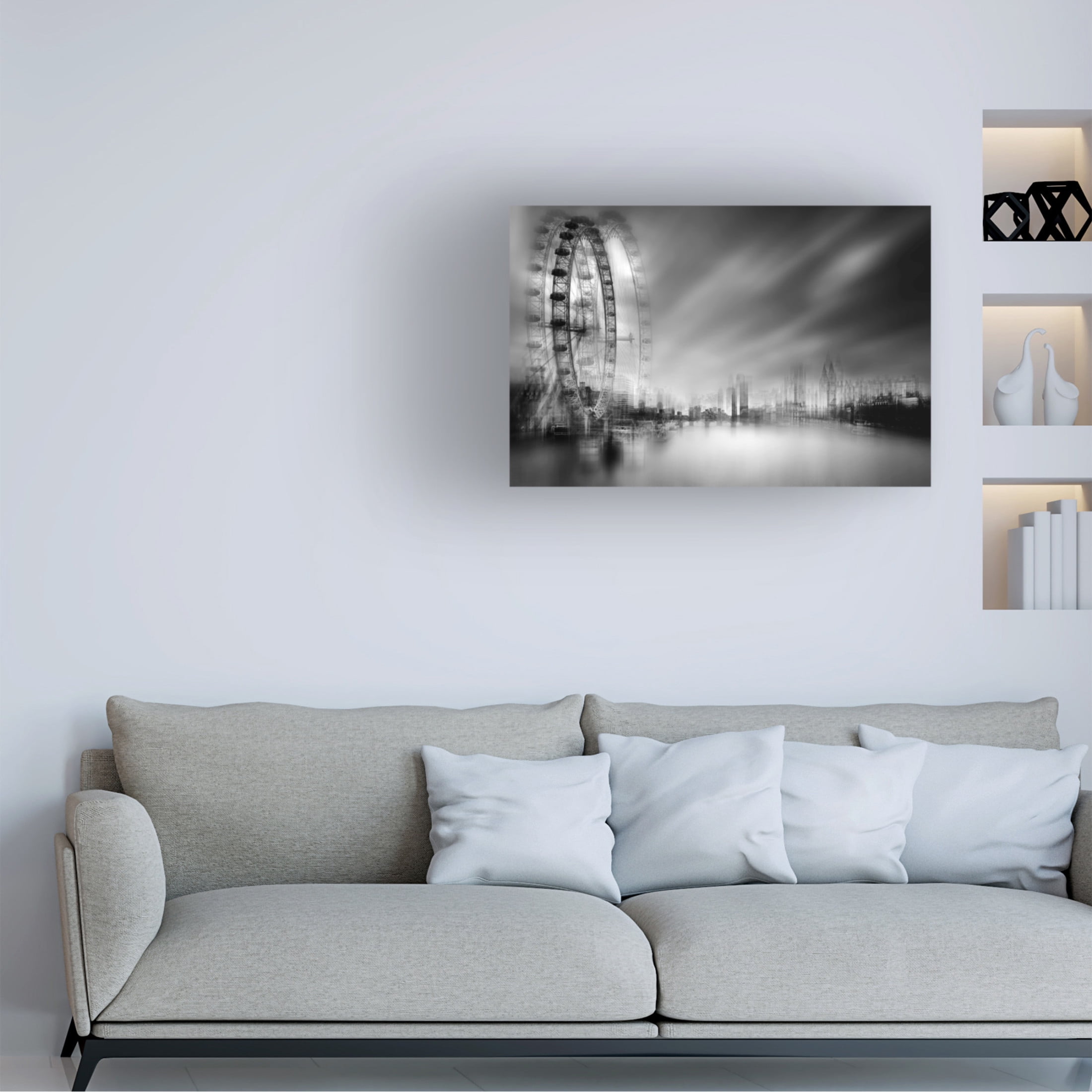 Canvas Wall Art - aRRO 'Foggy City' Wall Art for Living Room, Bedroom, or Office Décor by Trademark Fine Art - 19 x 12 Inches