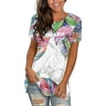 thumbnail image 1 of GORHGORH Women's Printed Round Neck Short Sleeve Relaxed Fit Casual T-Shirt Blouse Tops, 1 of 2