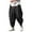 A-Black641, variant on Men's Linen Blend Harem Pants Baggy Fit Drawstring Waist Trousers Breathable Chinese Style Casual Bottoms