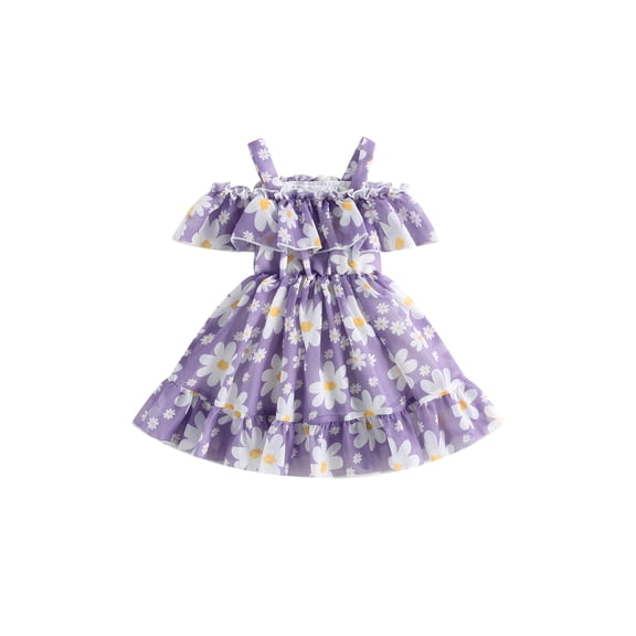 Bagilaanoe Toddler Baby Girl Summer Dress Floral Print Sleeveless A-line Princess Dresses 3M 6M 9M 12M 18M 24M 3T 4T 5T Kids Casual Swing Sundress