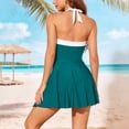 thumbnail image 4 of Maillot de Bain pour Femmes, Robe de Bain à Blocs de Couleur avec Coussinets Intégrés, une-Pièce Décontractée pour Plage et Piscine, 4 of 7