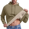 thumbnail image 4 of VNKIDY Men Autumn Winter Hooded Warm And Comfortable Thick Wool And Velvet Bottoming Sweatshirt Long Sleeved Round Neck Tops Sweatshirt Male Solid Color Pullover Streetwear Soft, 4 of 8