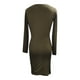 thumbnail image 5 of Vestido de fiesta de otoño e invierno para mujer, Sexy, con escote en V, liso, adelgazante, de manga larga, fruncido, con abertura en las nalgas Fridja nbo4286, 5 of 5