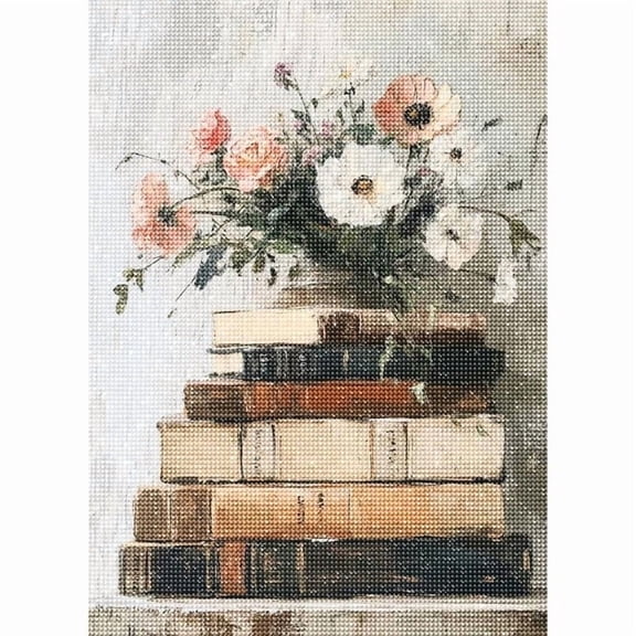 CSZPPQAF DIY Art Diamond Painting Kits.Book Flowers Art Craft Gem Painting Adult,Home Wall Decor 11.8" × 15.8"