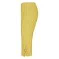 thumbnail image 6 of Minjewel Women's Casual Stretch Cropped Capri Leggings with Lace Stitching and Cutout Design,Comfortable Fit for Daily Wear,Yellow,M, 6 of 8