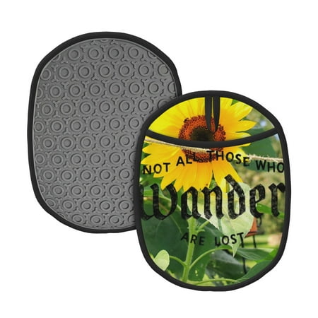 

Lukts Not All Who Wander Are Lost Print Silicone Pot Mat Mitten With Hanging Loop Heat Resistant Oven Mitts Non-Slip Bbq Baking Smoking Potholders