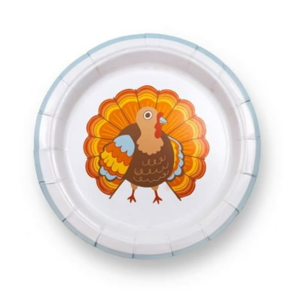 10ct 8" Thanksgiving Paper Party Dinner Plate Turkey