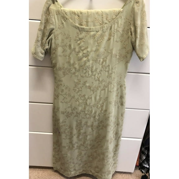 Olive Green Gold Pakistani Indian Wedding Party Eid Diwali 3pc Stitched Outfit M New