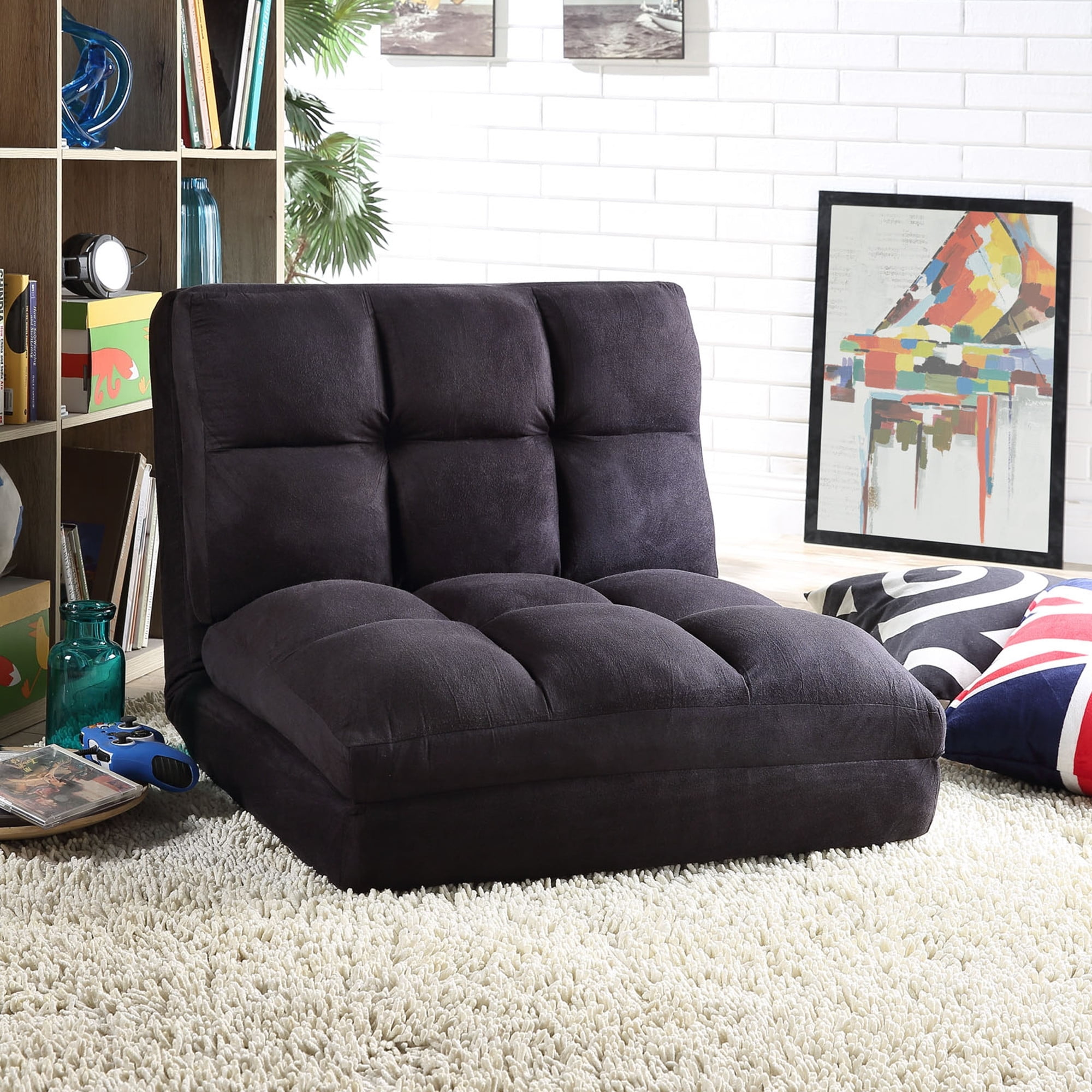 Loungie Beige Microsuede Flip Chair - Sleeper Dorm Bed Lounger - Loungie Beige Microsuede Flip Chair - Sleeper Dorm Bed Lounger
