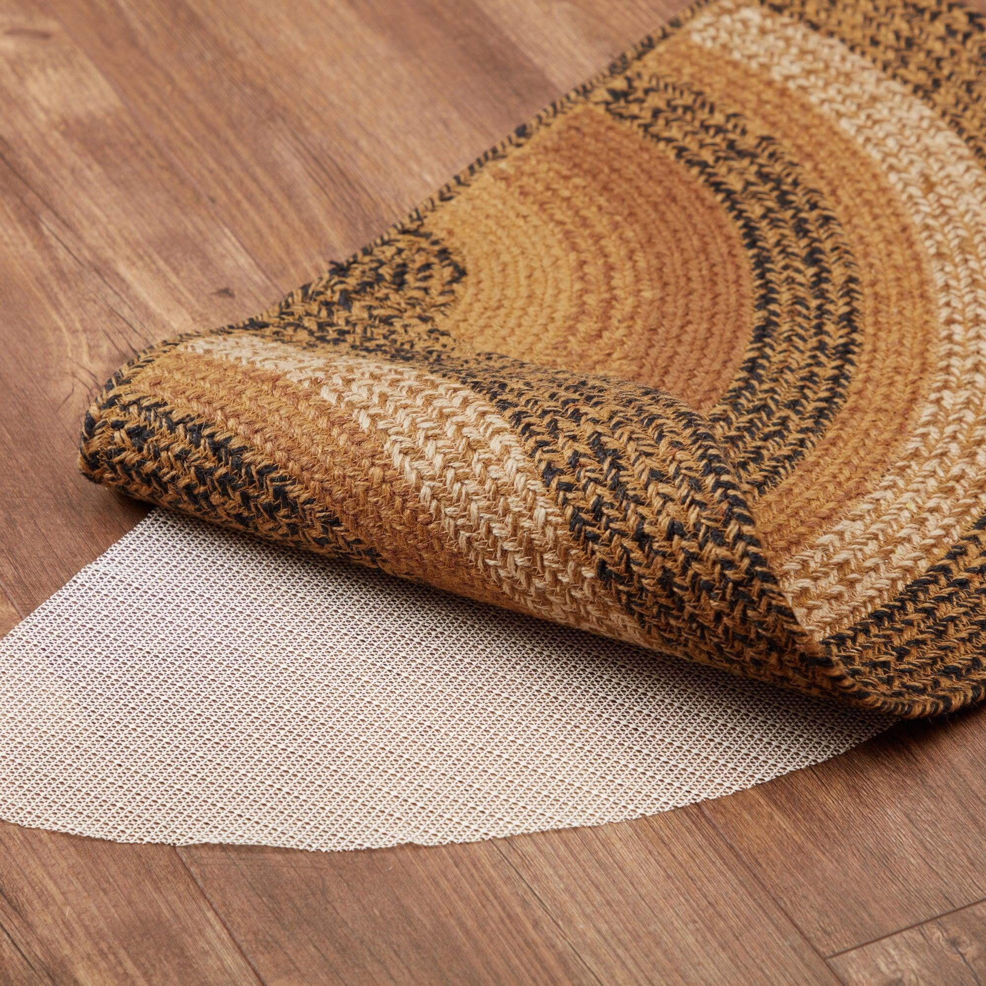 Rug Kettle Grove Jute Primitive Black Tan Braided No Slip Floor Mat TCC Brands