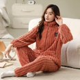 thumbnail image 2 of Conjunto de pijamas de franela para mujer, ropa de dormir de talla grande, M-5XL, gruesa y cálida, unicolor, para el hogar, Invierno, 2 of 5