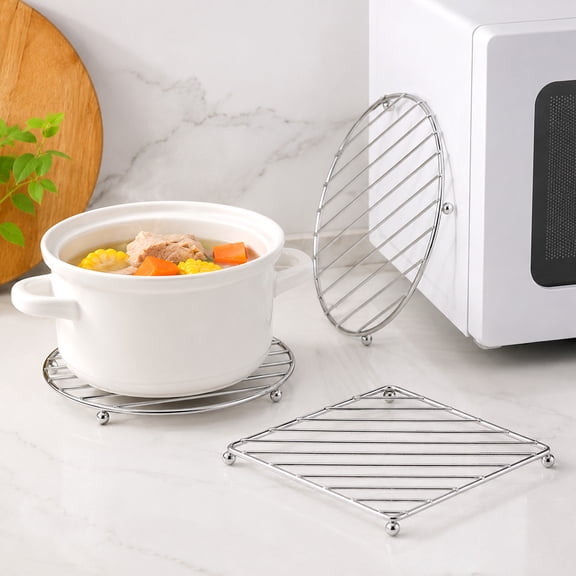 Stainless Steel Trivets for Hot Pots and Pans,Luxury Metal Pot Holders -Multi-Use Great Heat Resistant Hot Pads for Kitchen Counter,Upgrade Enlarged Diameter Hot Plate Holder