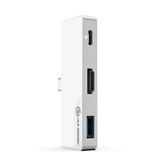 ALOGIC USB C Hub, 4K HDMI, 60W USB C Laptop Charging, USB C to 3.5mm, 1 USB A, Dock Nano Mini, Compatible with iPad Pro/Air (Thunderbolt 3) (Silver)