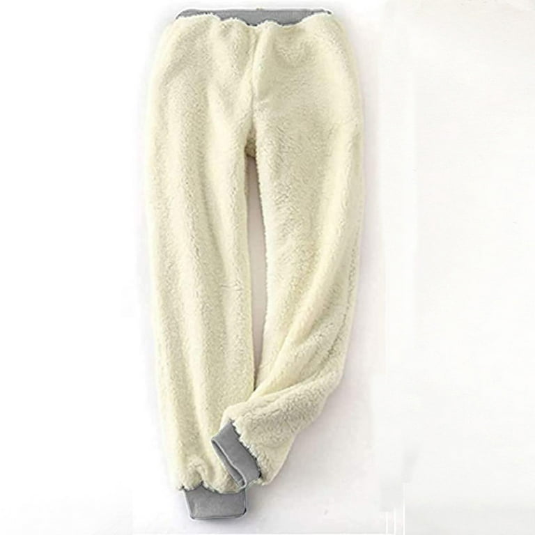 RQYYD Womens Plus Size Fuzzy Fleece Pants Winter Warm Thicken