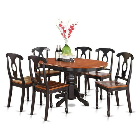 Atlin Designs 7-piece Wood Dining Table and Chairs in Black/Cherry
