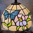 thumbnail image 4 of 15" Tiffany Style Stained Glass Blue Butterfly Table Lamp, 4 of 6