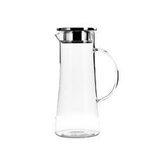 Kitchen Cups, Ongmies Glass Pitcher with Lid Glass Carafe with Handle and Spout Iced Tea Glass Pitcher Heat Glass Water Glass Jug Pitcher for Fridge Lemonade Hot Cold Water, Glass&Bottle