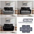 thumbnail image 5 of TSOVTHRID Black Marble Texture Print Loveseat Recliner Covers Soft Reclining Loveseat Slipcover 6-Piece Stretch Polyester Recliner Cover for 2 Seat Sofa Couch, 5 of 7