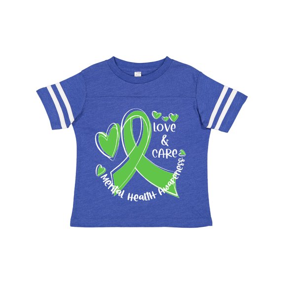 Inktastic Love and Care Mental Health Awareness Green Ribbon Boys or Girls Toddler T-Shirt