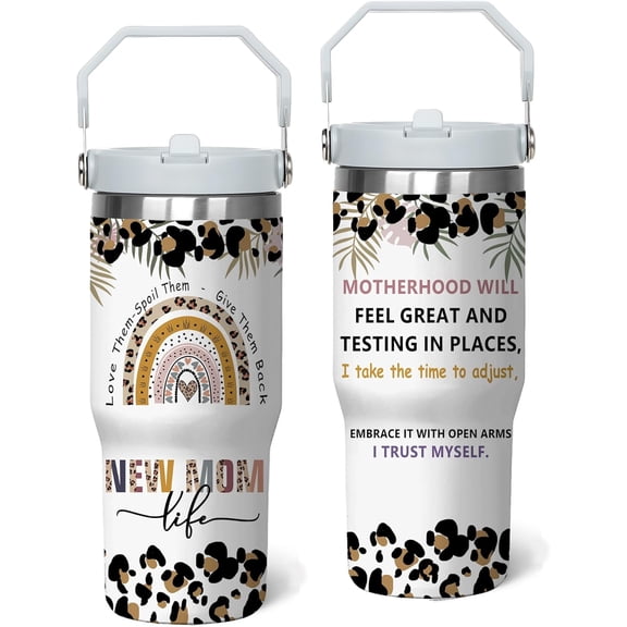 30 Oz New Mom Tumbler with Handle and Straw, Stainless Steel New Mother Coffee Cups Birthday Gift Ideas for New Mom, Mothers Day Gifts Ideas for First Time Moms