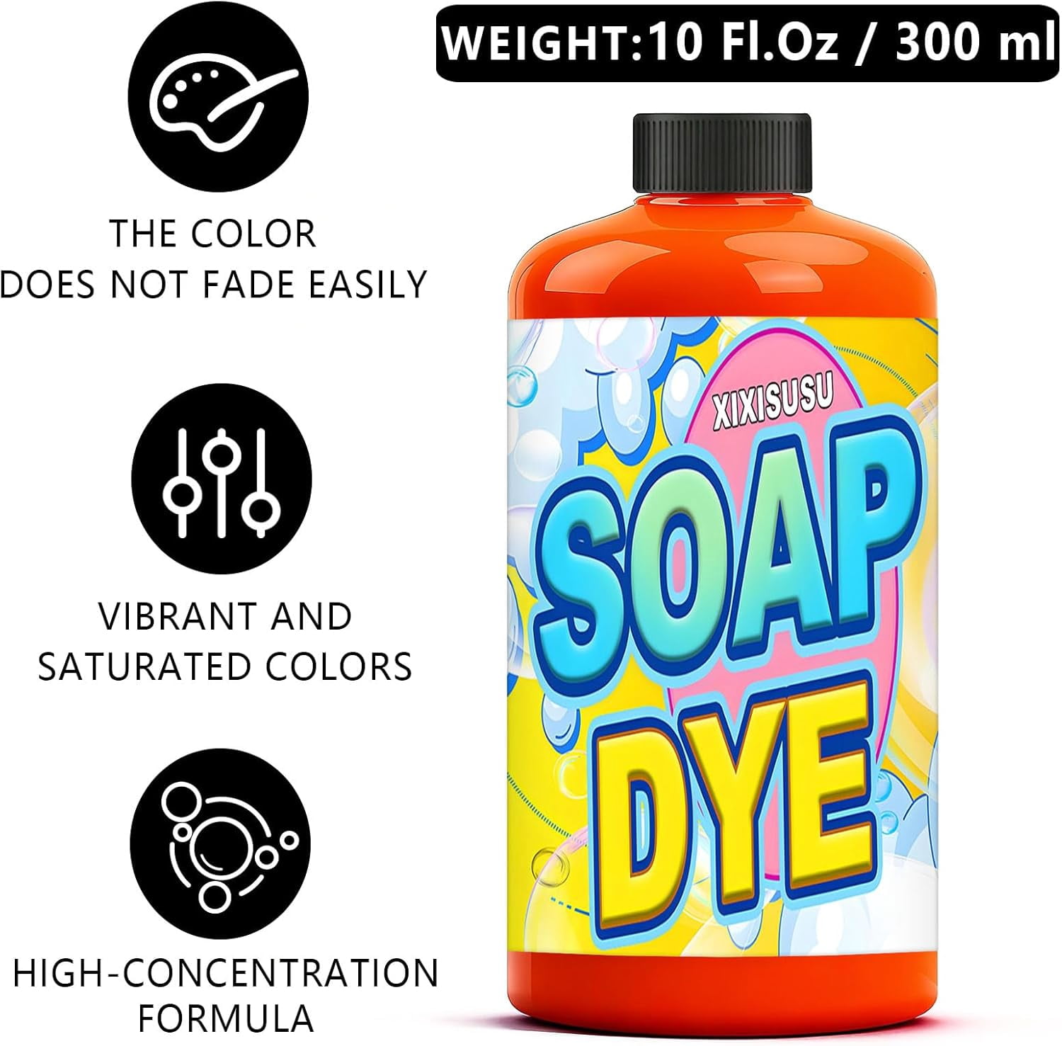 Bath Bomb Soap Dye - Red Colors Concentrated Skin Safe Liquid Based Colorant Vibrant Rainbow Coloring for Making DIY, Supplies Kit, Salt Crafting (Red, 10 Fl.Oz)