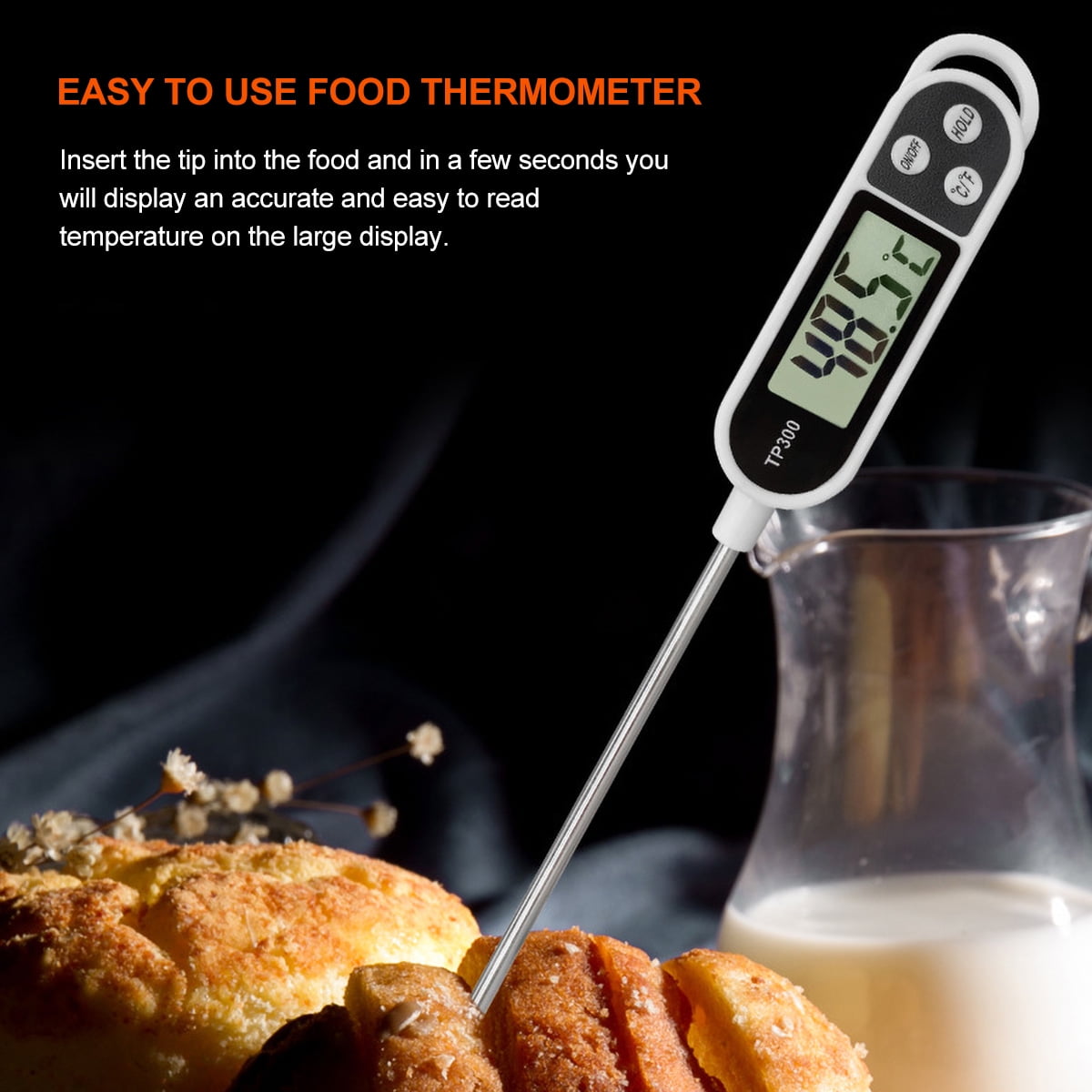 Cheer Collection Digital Meat Thermometer, Instant Read Food Thermometer  with Backlight LCD Screen, Foldable Cooking Thermometer for BBQ and Kitchen  - Cheer Collection