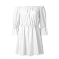 thumbnail image 1 of Guardurnaity Vestido de mujer con hombros descubiertos, ropa de color sólido, manga con volantes, vestido de otoño Vestidos Blanco M Guardurnaity AP003596-02, 1 of 6
