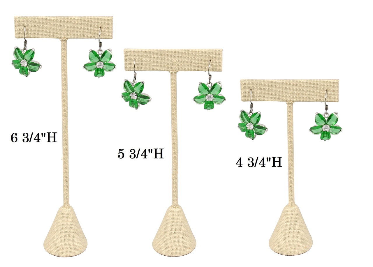 3 Burlap Fabric Earring T Stand Showcase Displays 888 Display USA , Burlap 5.75 3 Pack