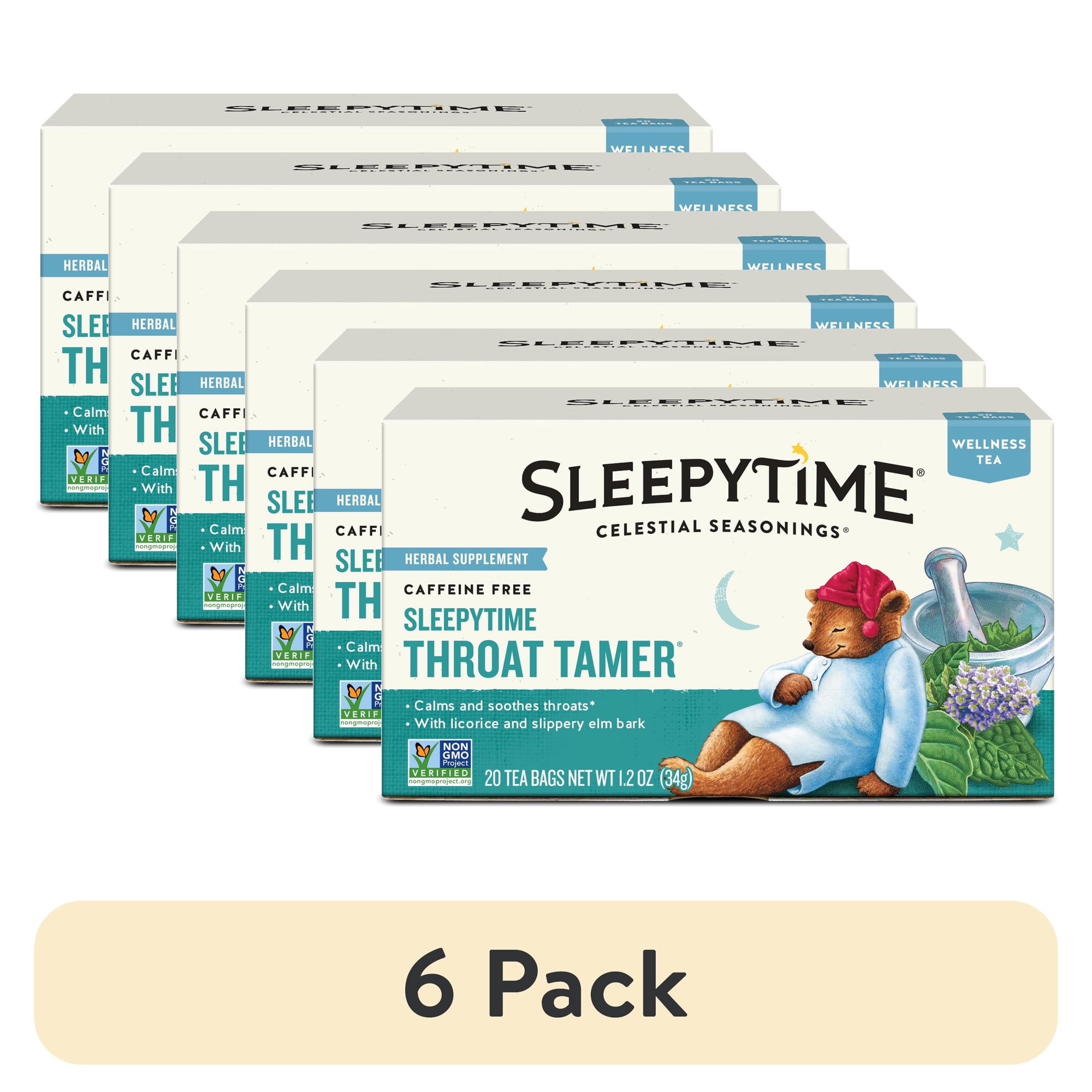 (6 pack) Celestial Seasonings Sleepytime Throat Tamer Wellness Tea