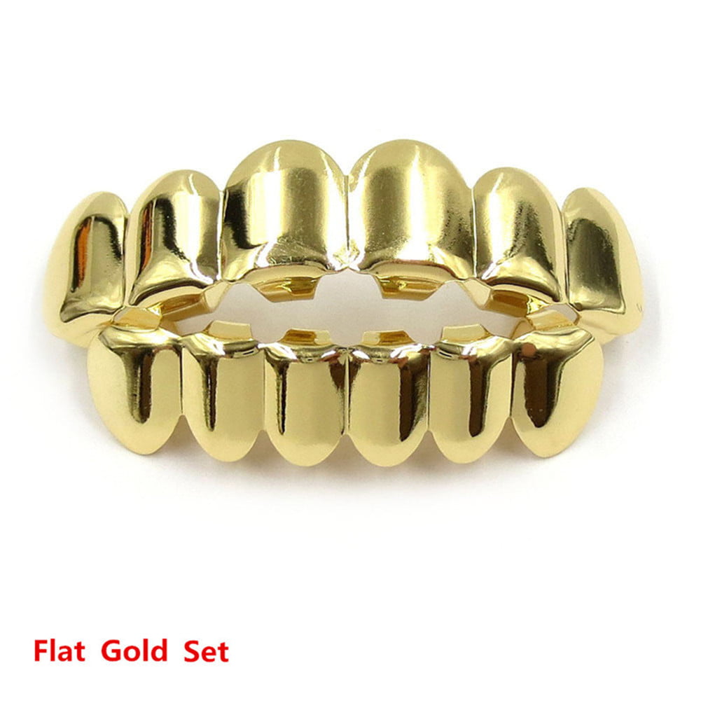 24k Plated Diamond Teeth Mouth Grillz Grills Bling Hip Hop Cosplay Silver Gold 