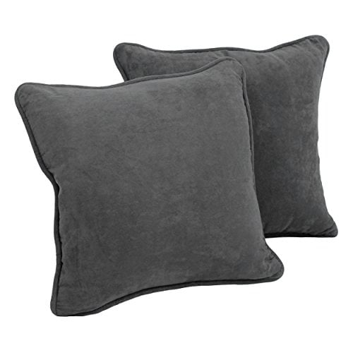 Set of 2... 18"Double-corded Solid Microsuede Square Throw Pillows with Inserts 