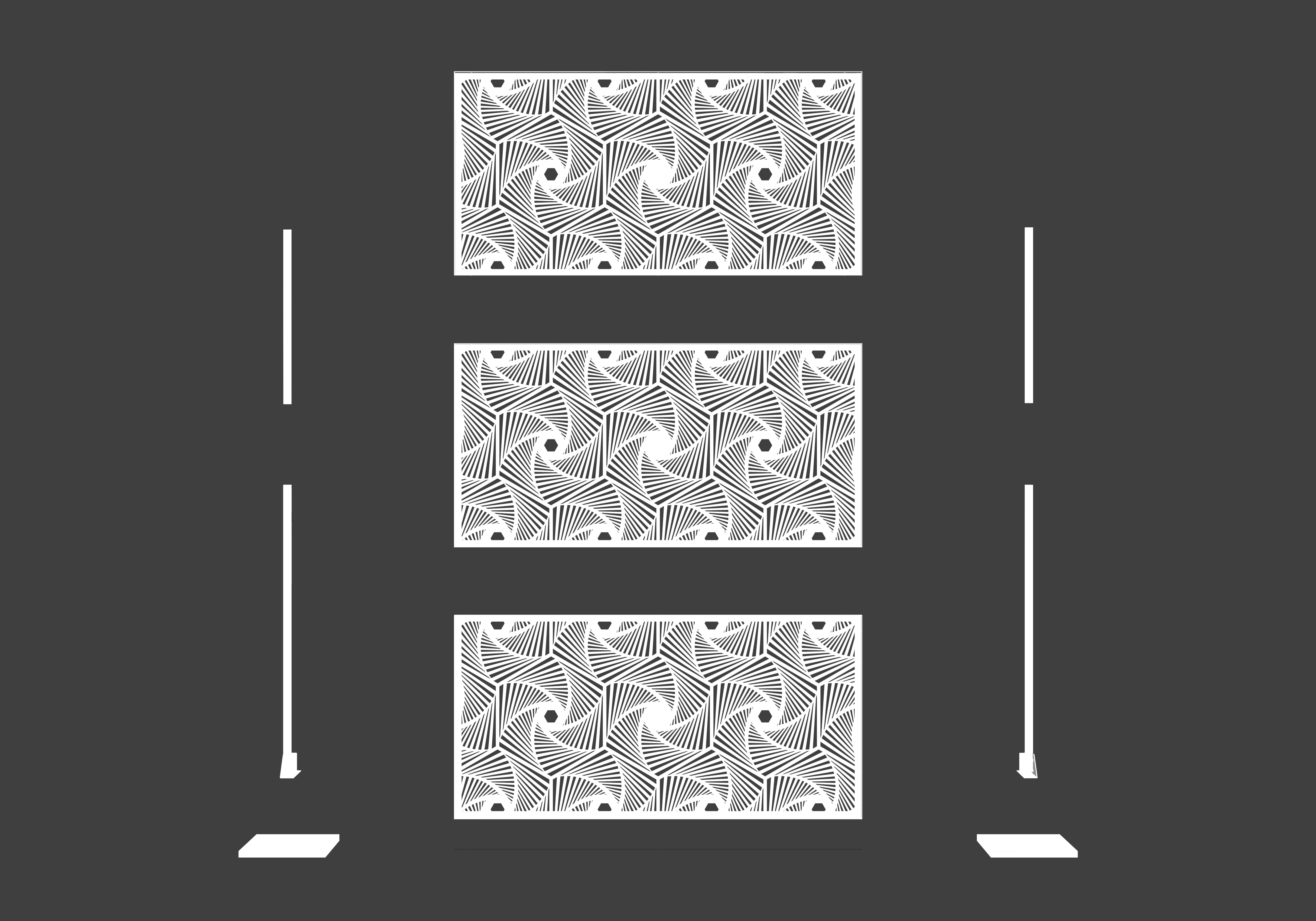 Laser Cut Metal Privacy Panel, Room divider, Privacy Screen, Metal Fencing, White color combo set(4'x6')
