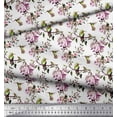 thumbnail image 2 of Soimoi Poly Georgette Fabric Hummingbird,Leaves & Rose Floral Print Fabric by the Yard 52 Inch Wide, 2 of 3