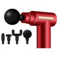 thumbnail image 1 of Mini masajeador de tejido profundo (rojo): masajeador muscular de percusión portátil de 6 velocidades con 4 cabezales de masaje, batería de 1800 mAh y carga tipo C, masajeador ultrasilencioso para la recuperación del alivio del dolor muscular. JM, 1 of 5
