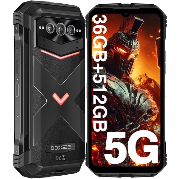 DOOGEE V MAX Plus 5G Rugged Smartphone, 22000mAh 36GB 512GB, 200MP 32MP 20MP Night Vision Rugged Cell Phone, Android 14 Rugged Phone, 6.58" FHD 120Hz IPS Screen, IP68/IP69K Waterproof Phone, NFC/OTG
