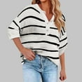 thumbnail image 2 of successthop Striped Sweaters for Women Short Sleeve Plus Size Knit Outwear Crewneck Pullover Tops Color Block Clothes, 2 of 6