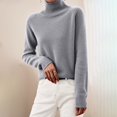thumbnail image 3 of Fashion Women's Sweater with Turtleneck Loose Fit Long Sleeve Knit Thickened Polyester Perfect for Seasonal Styles, 3 of 9