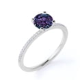 thumbnail image 4 of JeenMata Classic 1 Carat Round Cut Lab Created Alexandrite and Moissanite Pave Solitaire Engagement Ring in 18k White Gold over Silver, 4 of 4