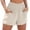 *2-Khaki, variant on VBVC Women's High Waisted Smocked Shorts,Cotton-Linen Rolled Cuff Shorts For Women,Ladies Lightweight Summer Beach Bottoms with Pockets,Gray,S-2XL